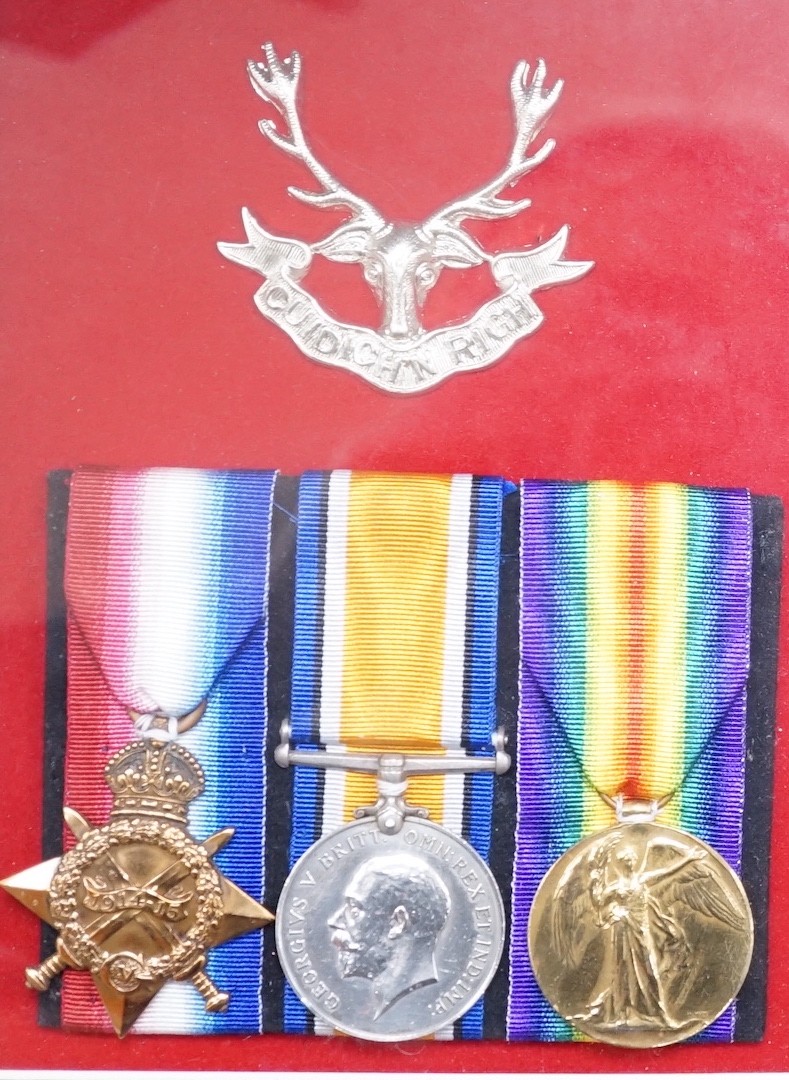 A WWI trio to 810238 Cecil F Coleman, Lance Corporal Seaforth Highlanders, framed